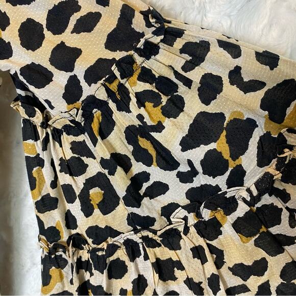 Vintage Havana Off The Shoulder Blouse Small Flowy Leopard Print Bell Sleeve - Picture 6 of 14